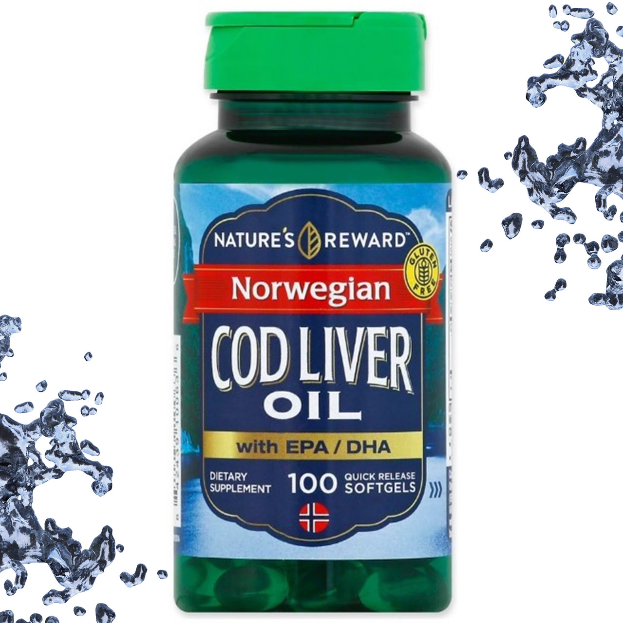 Олія печінки тріски Nature's Reward Norvegian Cod Liver with EPA/DHA 100 гелевих капсул