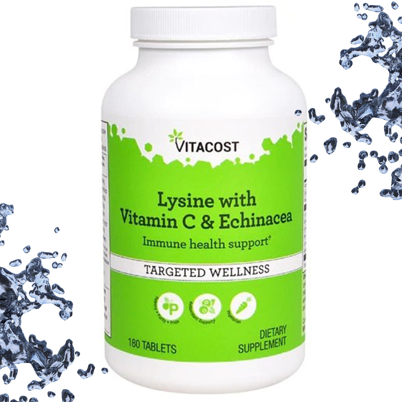 Лізин, вітамін С, Ехінацея Vitacost Lysine including, Vitamin C & Echinacea 180 таблеток