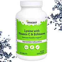 Лизин, Витамин С, Эхинацея Vitacost Lysine including, Vitamin C & Echinacea 180 таблеток