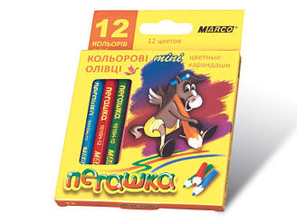 Олівці кольорові короткі "MARCO" №1010H-12CB Пегашка (12 кольорів)