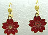 Сережки Liresmina Jewelry сережки європейські Червоні квіточки 3.6 см емаль золотисті, фото 4