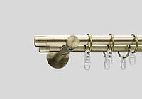 Карниз для штор металлический Античный, двухрядный 19 мм (комплект) Заглушка кронштейн цилиндр