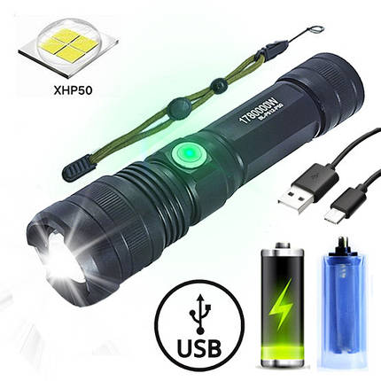 Ліхтар ручний X-Balog BL-P512-P50, універсальний із заряджанням USB, фото 1