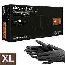 Рукавички нітрилові Mercator Nitrylex Black XL 100шт чорні