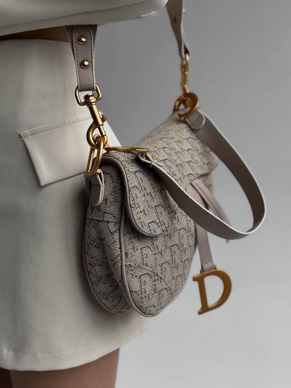 Жіноча мінісумка клатч Christian Dior Saddle Beige (бежева) BONO3302 красива модна Крістіан Діор топ