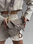 Жіноча мінісумка клатч Christian Dior Saddle Beige (бежева) BONO3302 красива модна Крістіан Діор топ, фото 3