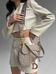 Жіноча мінісумка клатч Christian Dior Saddle Beige (бежева) BONO3302 красива модна Крістіан Діор топ, фото 5