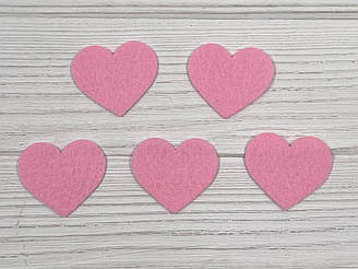Сердця з корейського фетру - Світло-рожеві
