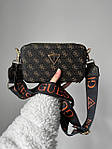Жіноча сумка клатч GUESS (коричнева) Gi5157 стильна містка зручна сумочка на текстильному ремені топ, фото 3