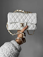 Женская сумка клатч Chanel 1,55 White (белая) Gi5217 маленькая стильная сумочка на декоративной цепочке топ