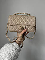 Женская сумка клатч Chanel 1,55 Beige (бежевая) Gi5219 маленькая стильная сумочка на декоративной цепочке топ