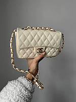 Женская сумка клатч Chanel 1,55 Milk (молочная) Gi5220 маленькая стильная сумочка на декоративной цепочке топ