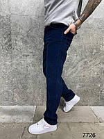 Мужские базовые джинсы классика вельветовые (синие) А7726 молодежные красивые повседневные без потертостей топ