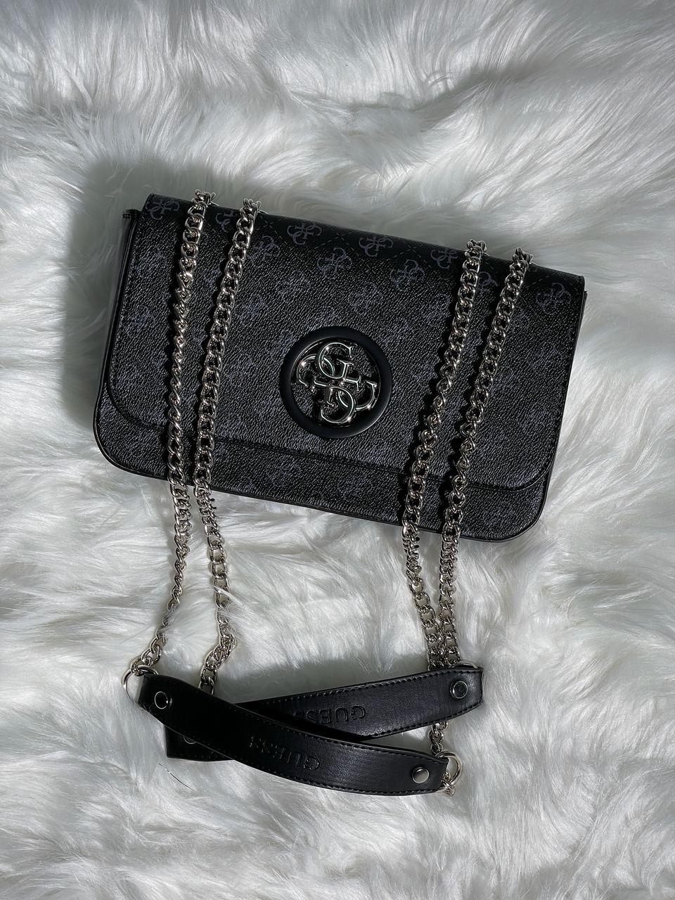 Жіноча мінісумка клатч Guess Zadie Black/Blue (чорна) KIS17058 стильна маленька витончена на ланцюжку топ