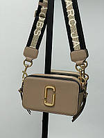 Женская сумка клатч Marc Jacobs The Snapshot Beige (бежевая) KIS02118 маленькая стильная на текстильном ремне