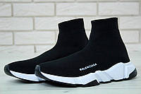 Женские кроссовки Balenciaga (чёрные с черно-белой подошвой) тонкие молодёжные кроссы носки/чулки К11463 топ