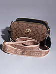 Жіноча сумка Coach Snapshot Beige (бежева) KIS26006 стильна молодіжна на довгому текстильному ремені топ, фото 5