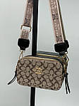 Жіноча сумка Coach Snapshot Grey (сіра) KIS26005 стильна молодіжна на довгому текстильному ремені топ, фото 5