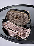 Жіноча сумка Coach Snapshot Grey (сіра) KIS26005 стильна молодіжна на довгому текстильному ремені топ, фото 7