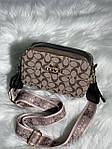 Жіноча сумка Coach Snapshot Grey (сіра) KIS26005 стильна молодіжна на довгому текстильному ремені топ, фото 9