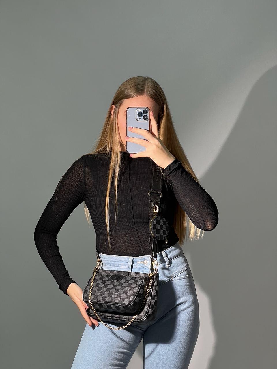 Жіноча мультисумка Louis Vuitton Pochete Multi Grey (сіра) KIS01117 містка модна стильна стильна зручна топ