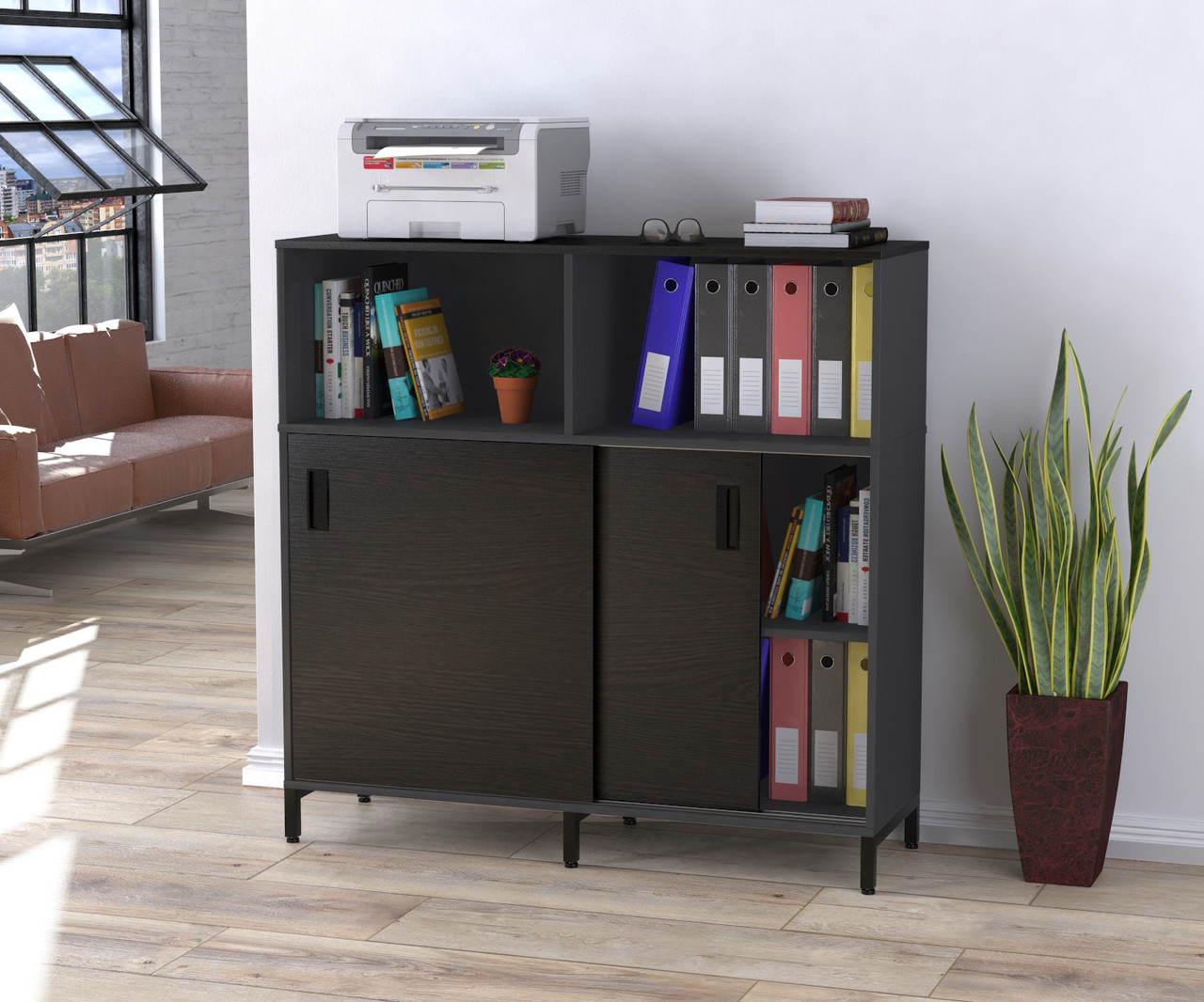 Тумба офісна розсувна LS-1200-1200 LD Венге Луїзіана. Тумбочка для дому та офісу на колесах, фото 1