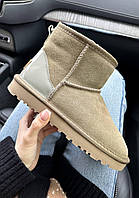 Женские зимние угги Ugg Classic Mini Mokko Suede (коричневые) качественная тёплая обувь с мехом UG073 топ
