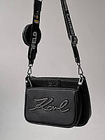 Женская сумка клатч 3 в одной Karl Lagerfeld black (черная) S3 супермодный стильный набор мини сумочек cross