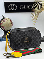 Женская сумка клатч Gucci Ophidia black-grey (черная) S5 подарочная красивая стильная сумочка с монограммой