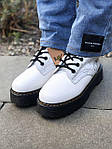 Жіночі зимові черевики Dr. Martens x LV Jadon White (білі з чорним) модне тепле взуття PD6470 топ, фото 3