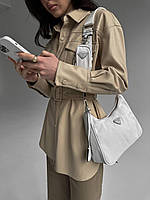 Женская сумка Prada are-Edition mini White (белая) BONO98007красивая стильная деловая сумочка с длинным ремнем