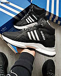 Чоловічі зимові кросівки Adidas (чорні з білим) високі спортивні термо кроси KS 1934 топ, фото 3