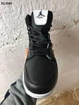 Чоловічі зимові кросівки Nike Air Jordan 1 Retro High (чорні з білим) повсякденні кеди з хутром KS 1926 топ, фото 4