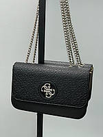 Женская мини сумка клатч Guess Zadie Total Black (черная) KIS17056 стильная маленькая изящная на цепочке cross