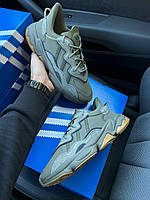 Мужские кроссовки Adidas Originals Ozweego Khaki (хаки) рефлективные демисезонные кроссы DА1510 cross