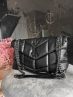 Женская сумка клатч YSL Black (Yves Saint Laurent) (черная) Gi16044 маленькая сумочка с эмблемой YSL топ