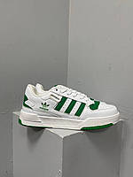 Мужские кроссовки Adidas New Low Forum White Green (белые с зелёным) низкие весенние кеды L0723 cross