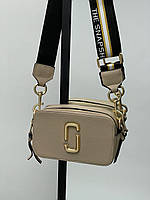 Женская сумка клатч Marc Jacobs The Snapshot Beige (бежевая) KIS02117 маленькая стильная на текстильном ремне