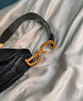 Жіноча мінісумка клатч C.Dior Saddle Black (чорна) Gi11002 красива стильна не стандартна з монограмою топ, фото 3