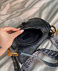 Жіноча мінісумка клатч C.Dior Saddle Black (чорна) Gi11002 красива стильна не стандартна з монограмою топ, фото 8