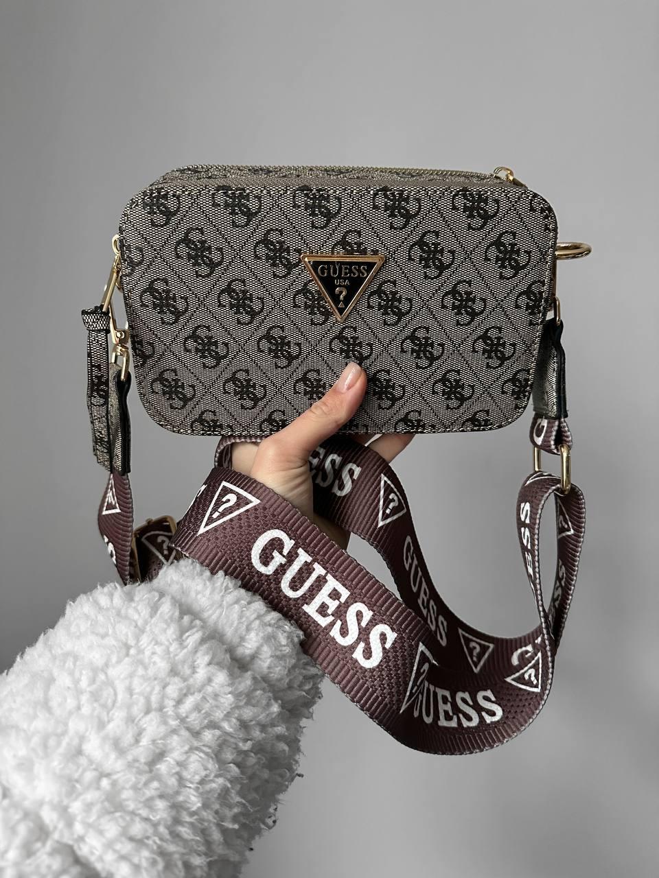 Жіноча сумка клатч GUESS (сіра) Gi5155 стильна містка зручна сумочка на текстильному ремені топ