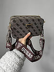 Жіноча сумка клатч GUESS (сіра) Gi5155 стильна містка зручна сумочка на текстильному ремені топ, фото 3