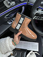 Женские зимние угги Ugg Classic Mini Clear Beige (бежевые) крутые модные теплые ботинки 9402 cross