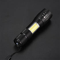 Ліхтар ручний BL-T6-29-T6+COB універсальний із зарядкою USB, з фокусуванням, бічне світло, фото 6