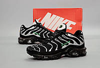 Мужские кроссовки Nike Air Max TN Plus (чёрные с серебристым) спортивные рефлективные кроссы К14207 cross