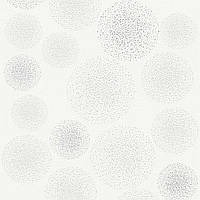 Элегантные белые немецкие обои 958111, графика с серыми пушистыми шарами одуванчика, на гладком фоне