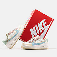 Женские кроссовки Nike Air Force 1 PLT.AF.ORM Pastel (цветные) красивые короткие модные кеды MD0710 cross