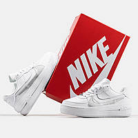 Женские кроссовки Nike Air Force 1 PLT.AF.ORM White (белые) низкие модные кеды на танкетке MD0712 cross