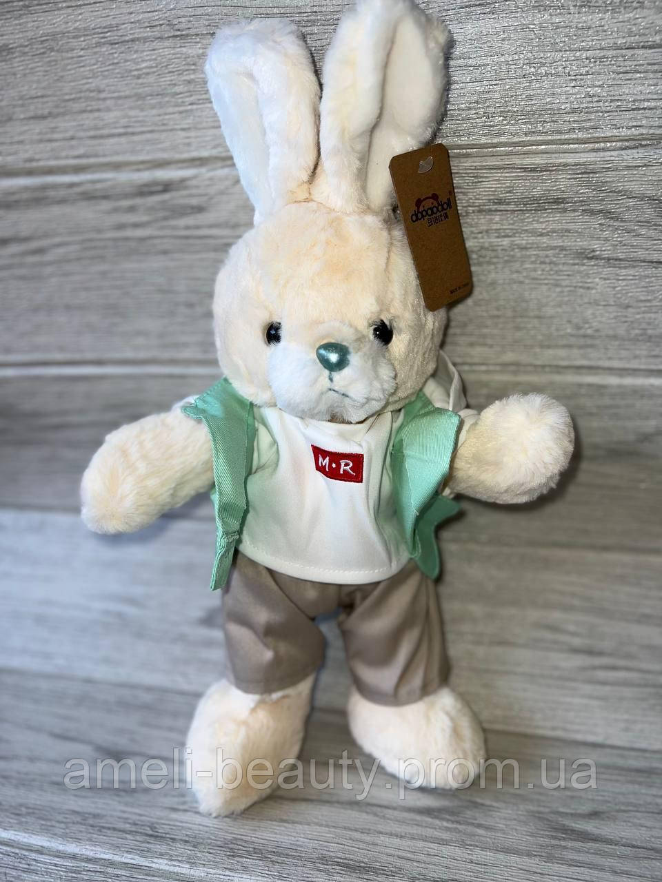 М'яка іграшка заєць, іграшка для дитини, м'який зайчик, Заєць великий в одязі 65см. (B1012-13)