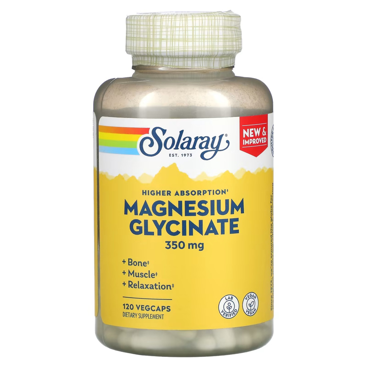 Магній гліцинат 350 мг Solaray Magnesium Glycinate для серця та нервової системи 120 вегетаріанських капсул